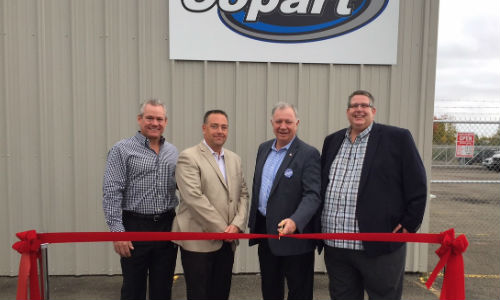 Vinnie Mitz, President of Copart; Steve Macaluso, Managing Director for Copart Canada; Robert Goguen, at the time MP for Moncton—Riverview—Dieppe, and Peter Beers, GM of the Moncton location of Copart, at the new facility's grand opening.