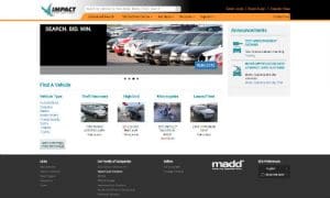 The new home page of Impact Auto Auctions. The auction company has made a number of enhancements to its online buyer portal and bidding platform.