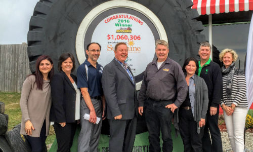 Representatives of OARA, OFA, OTS, the Sunshine Foundation, Early's Auto Parts and the city of Alliston gather for the official cheque presentation at Early's Auto Parts.